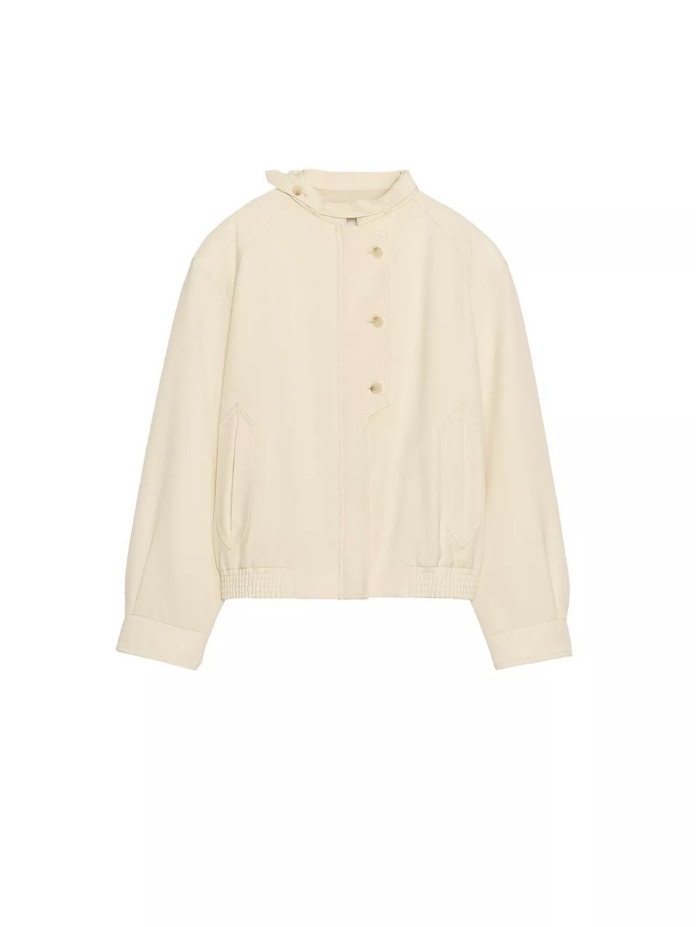 Zara Cream Bomber Jacket with Elastic Hem